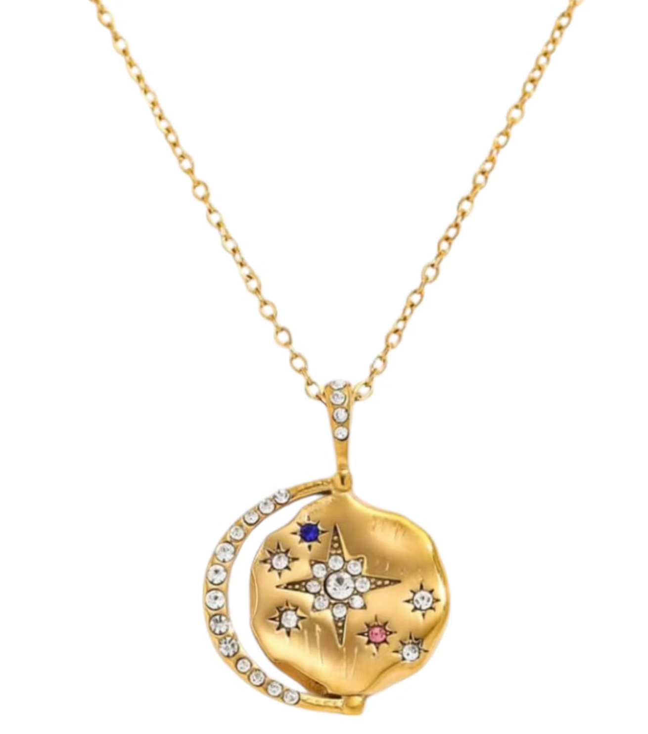 Sun, moon and stars Gold Necklace
