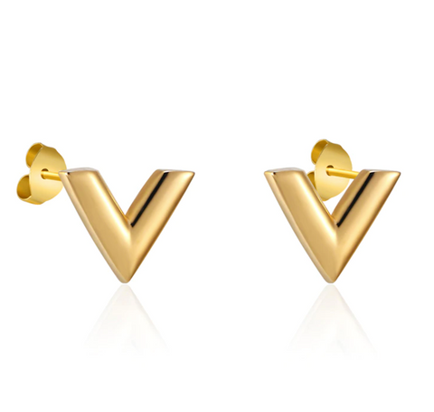 Gold V Earrings