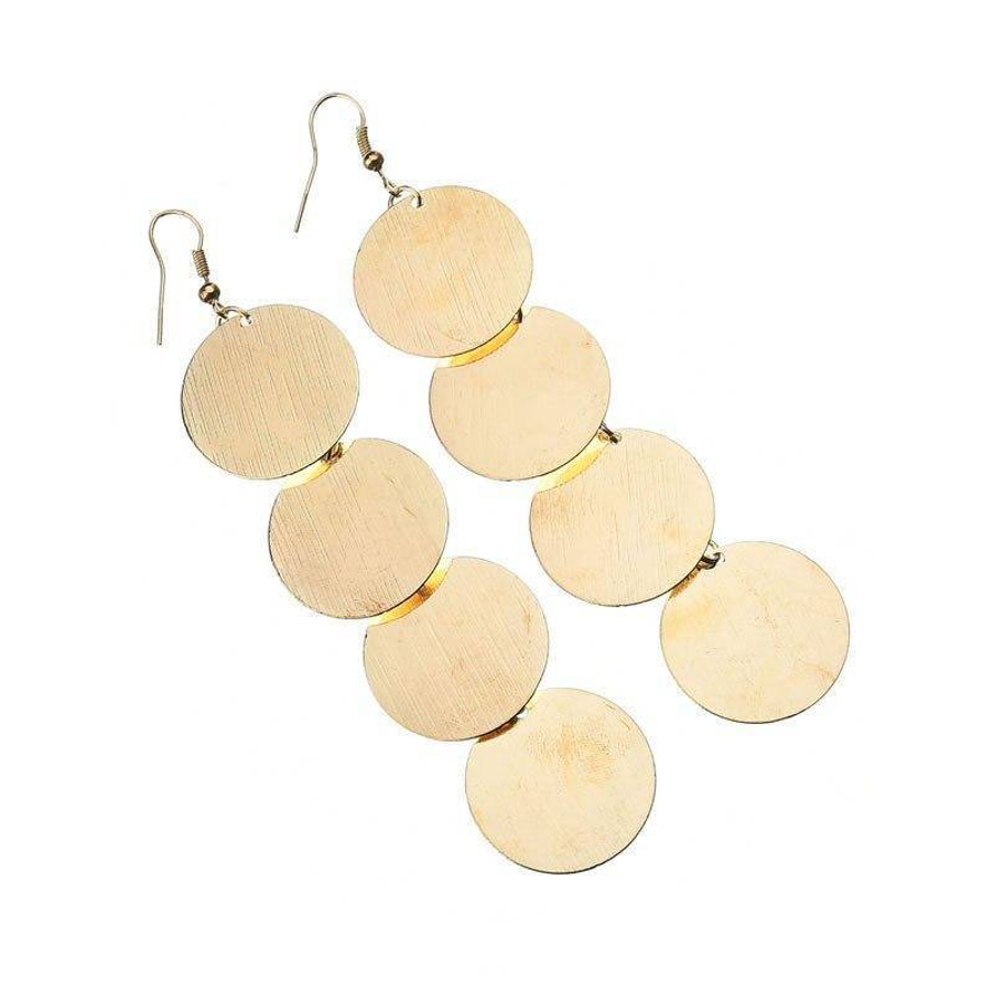 Disc Drop Earring - Gold