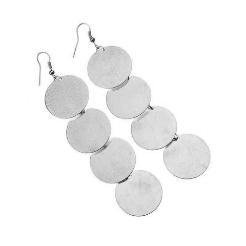 Disc Drop Earring - Silver