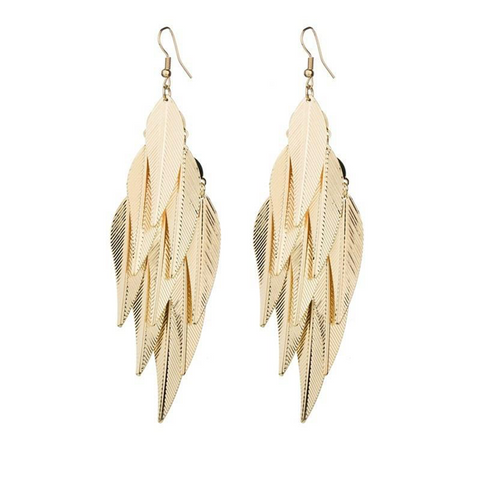 Feather Drop Earring - Gold