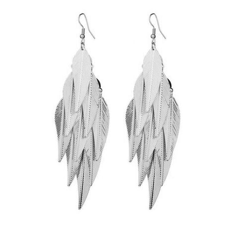 Feather Drop Earring - Silver