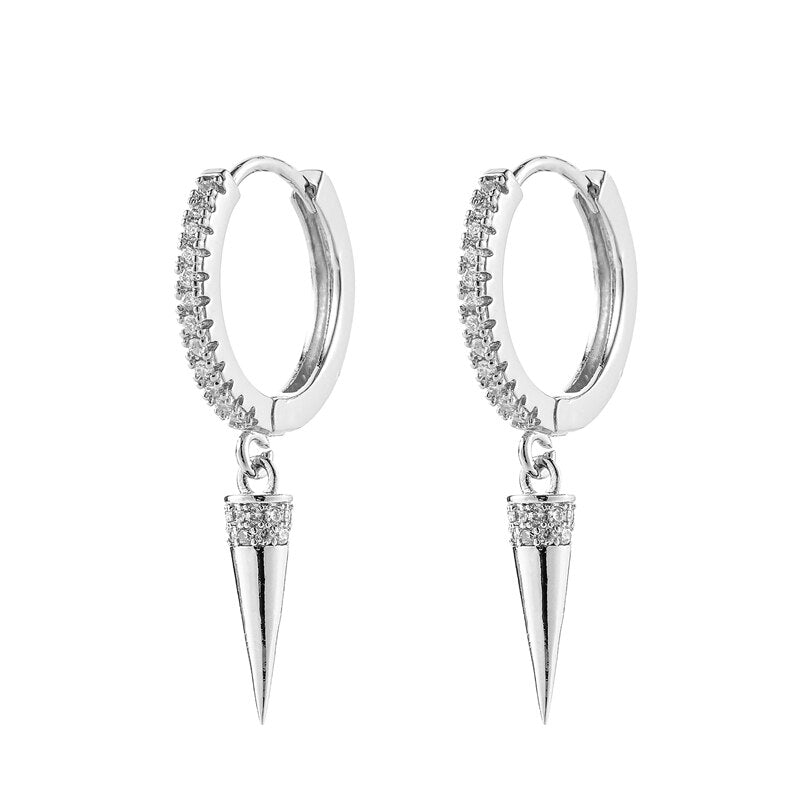Spear Drop Hoop - Silver