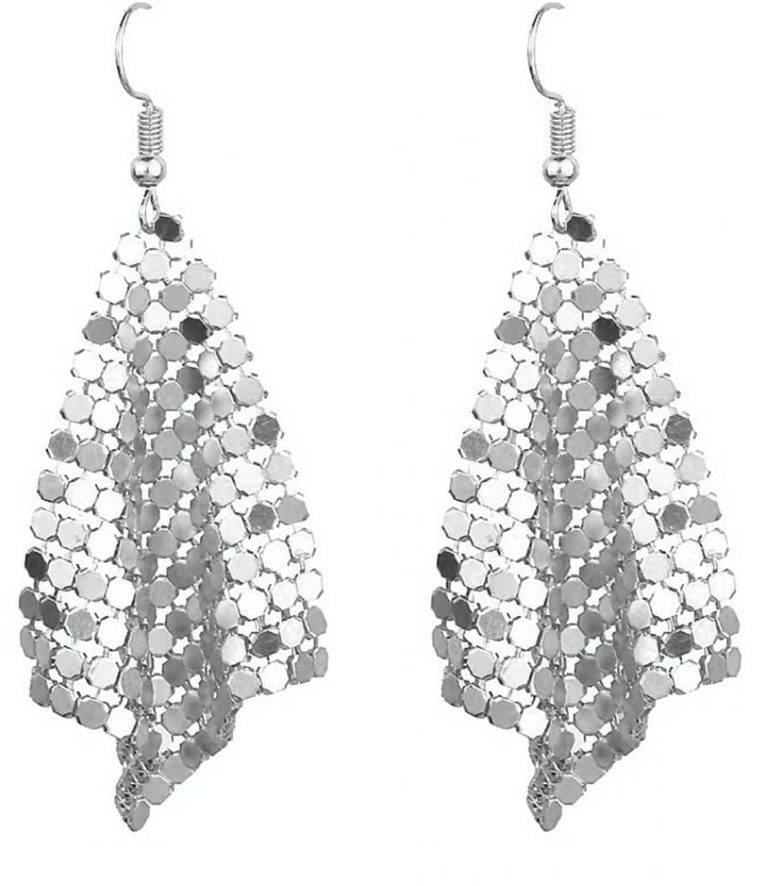 Sequin Drop Earring - Silver