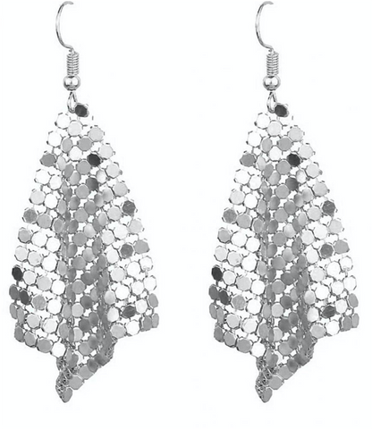 Sequin Drop Earring - Silver