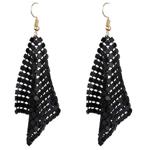 Sequin Drop Earring - Black